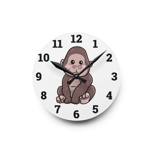 Cute Gorilla Acrylic Wall Clock - Fun Animal Decor