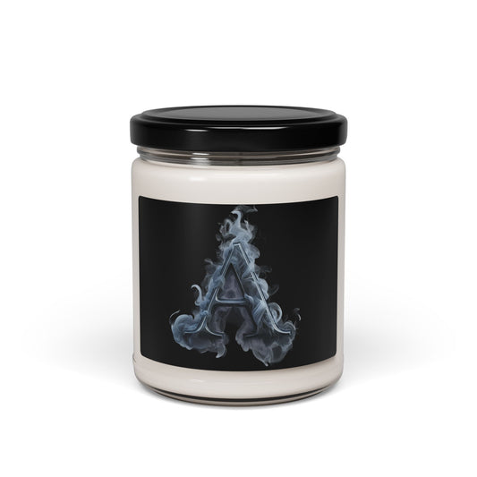 Smoky Letter 'A' Soy Candle — 9oz Scented Jar, Masculine Aromas for Home & Gift