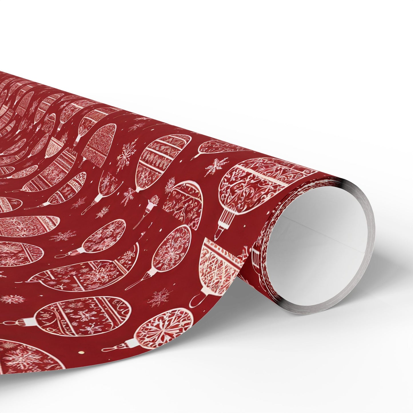 Festive Red Ornament Wrapping Paper Roll — Christmas Gift Wrap