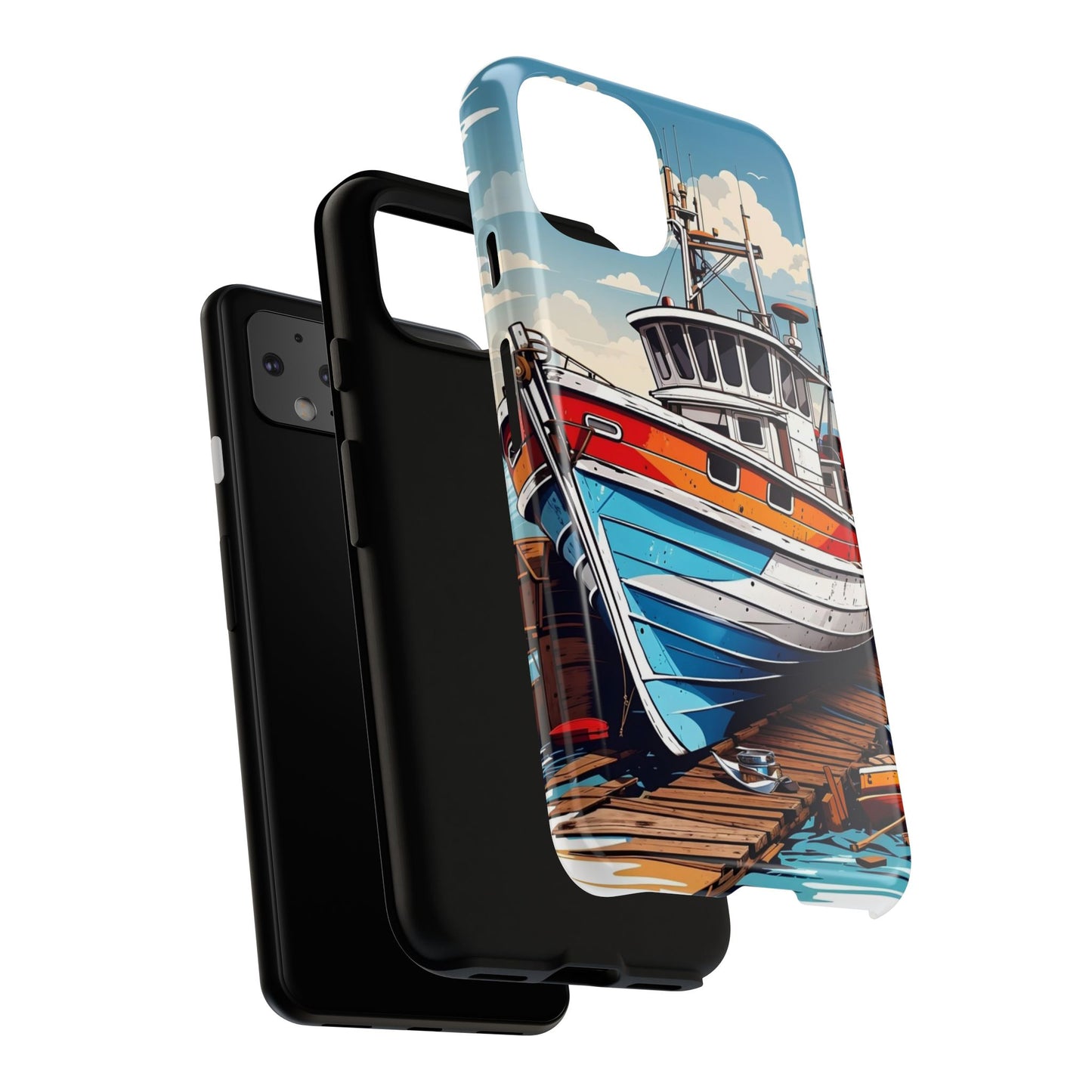 Colorful Fishing Boat Phone Case | Nautical Gift, Marine Design, Coastal Aesthetic, Summer Vibes, Sea Lover's Accessory