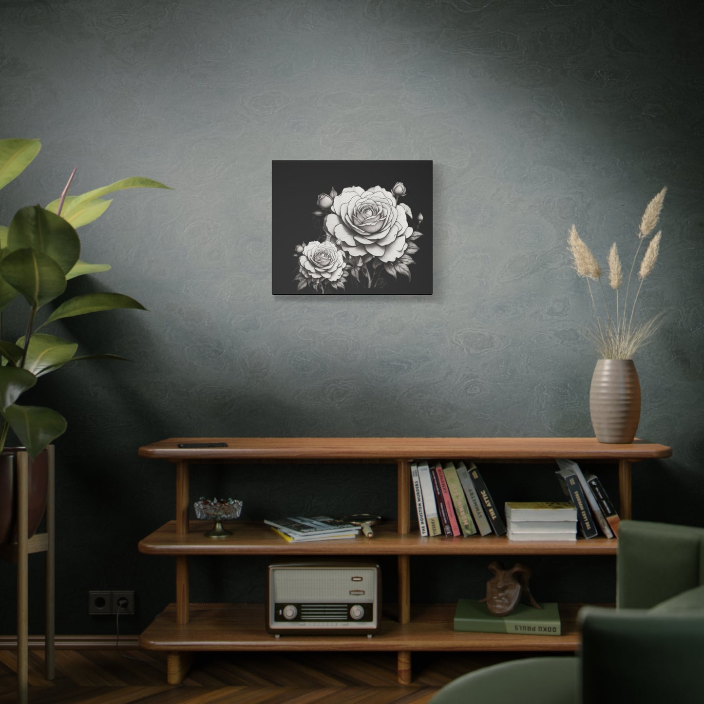 Monochrome Rose Canvas Print — Black & White Floral Wall Art