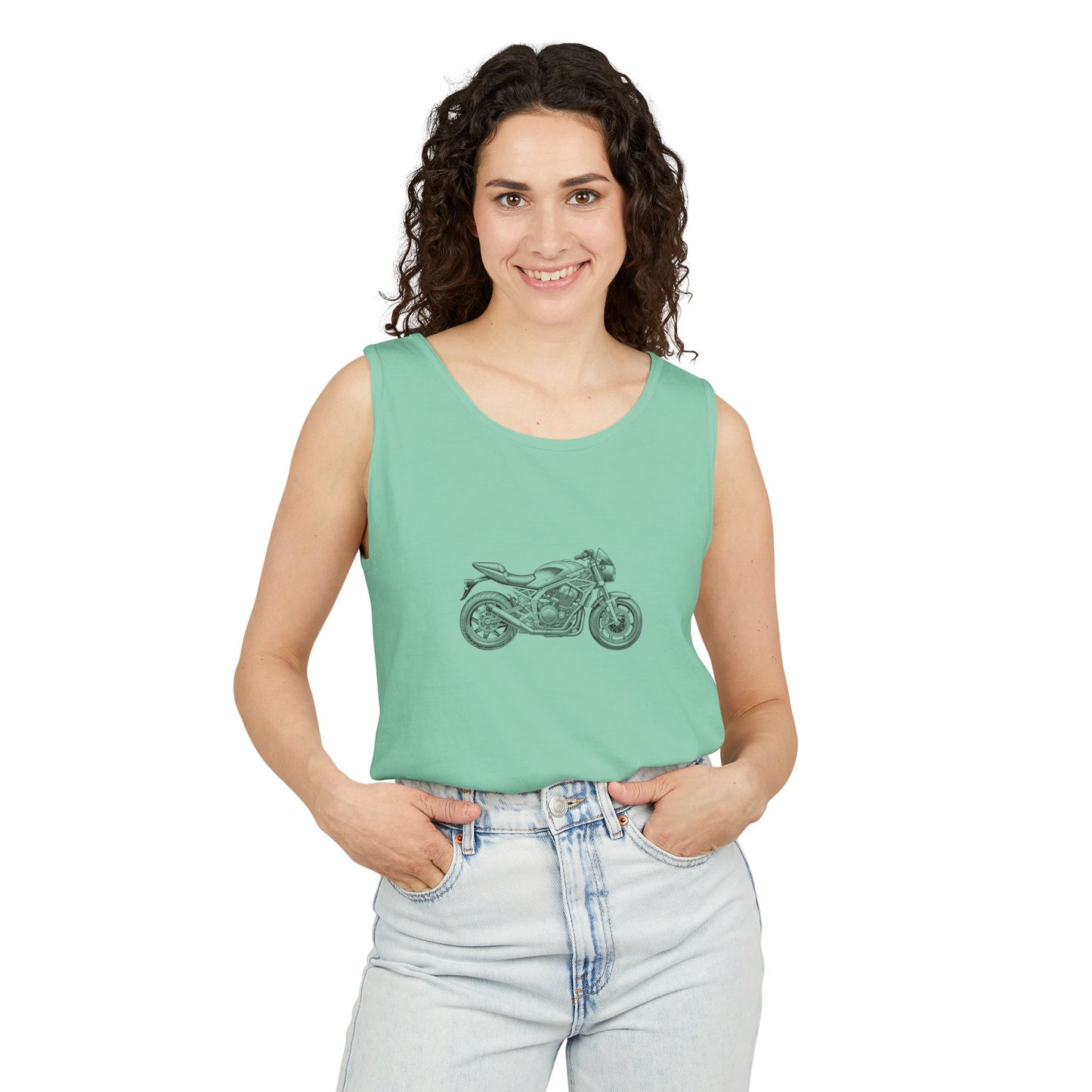 Motorcycle Lover's Unisex Garment-Dyed Tank Top, Biker Apparel, Casual Summer Shirt, Gift for Him or Her, Adorable Motorcycle Graphic, [...]