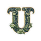Floral Letter U Sticker — Vintage Botanical Monogram Kiss-Cut Decal