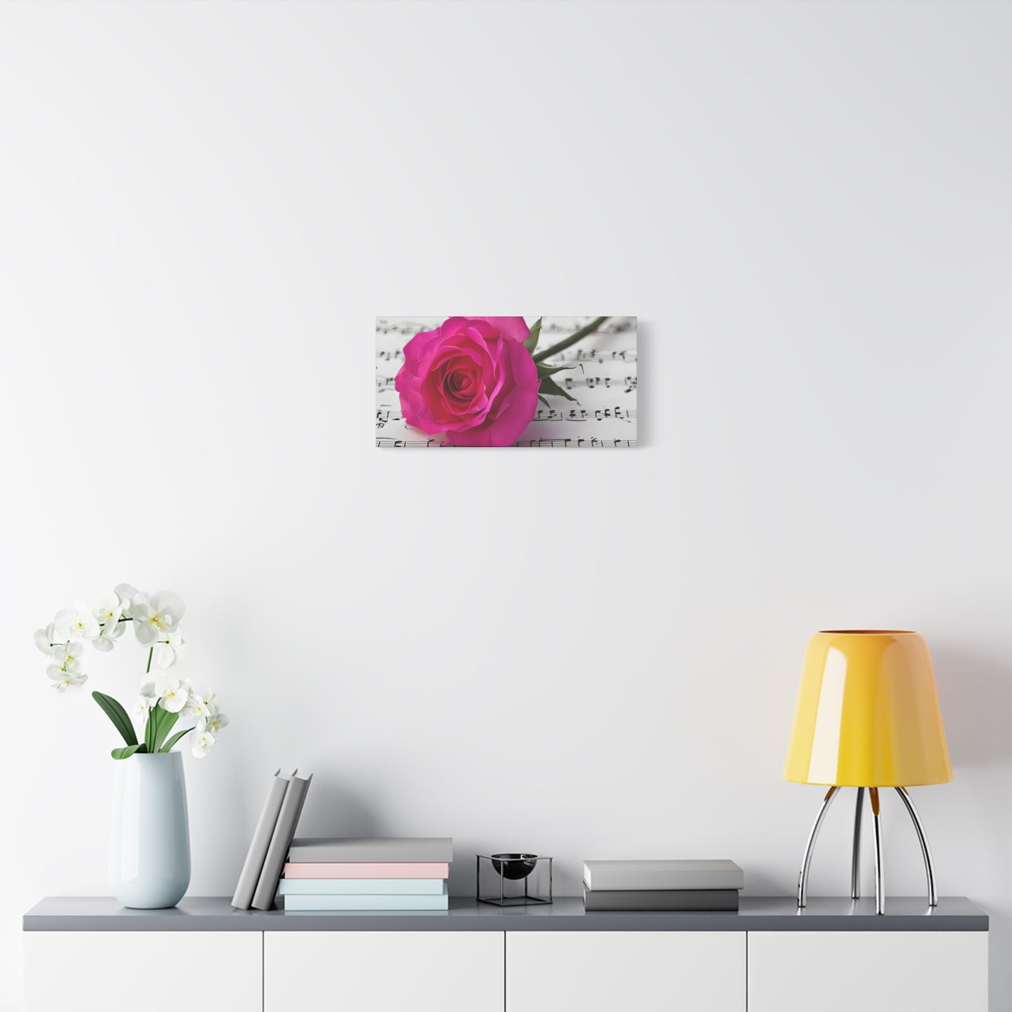 Stretched Canvas Art Print, Classic Rose on Sheet Music, Floral Wall Decor, Home Decoration, Gift for Music Lovers