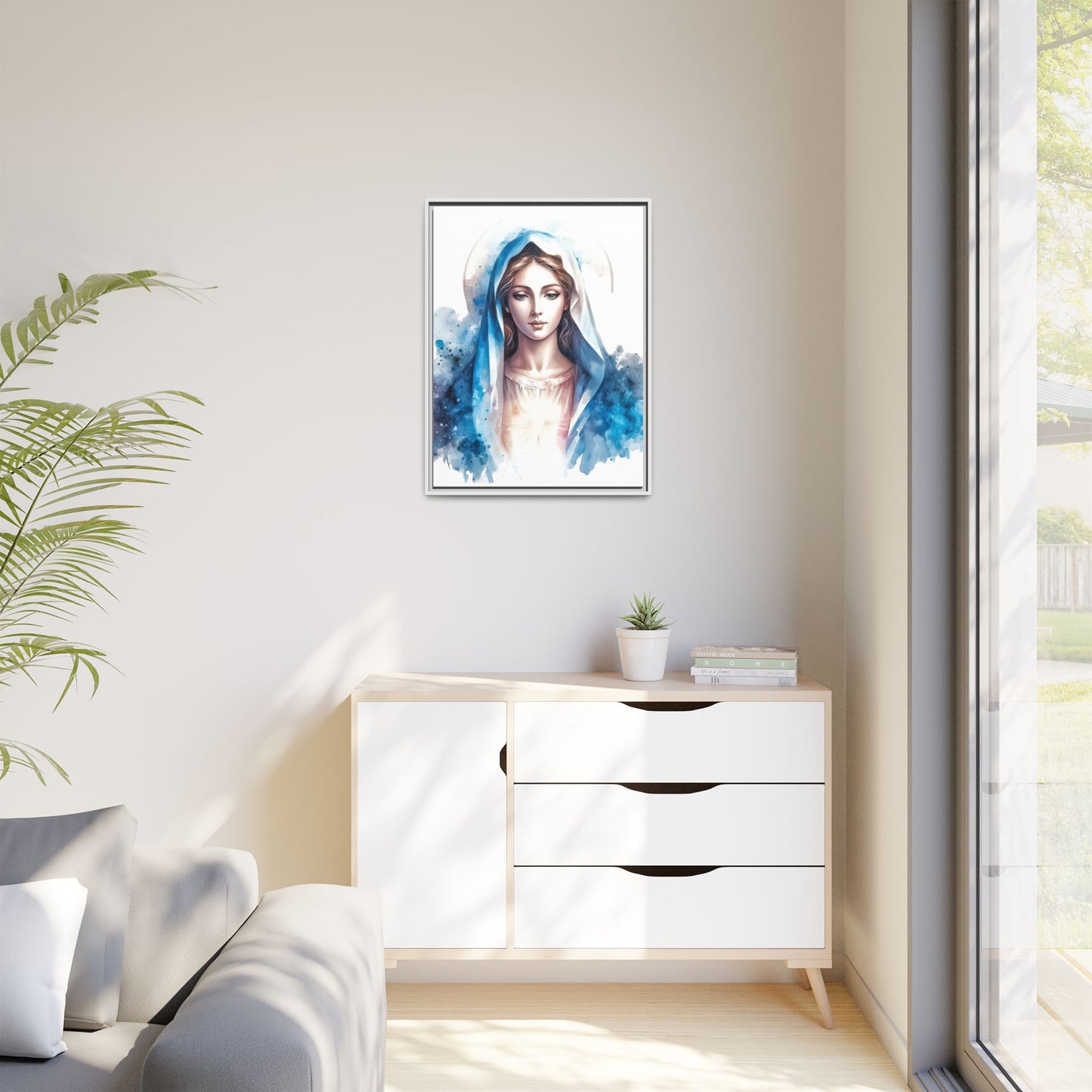 Framed Canvas Art Print, Spiritual Decor, Religious Artwork, Wall Decor, Gift for Faith, Elegant Home Decoration
