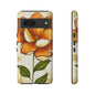 Floral Phone Case with Orange Flower Design, Tough Phone Cover, Floral Gift, Stylish Tech Accessory, Nature Lovers, Spring Vibes