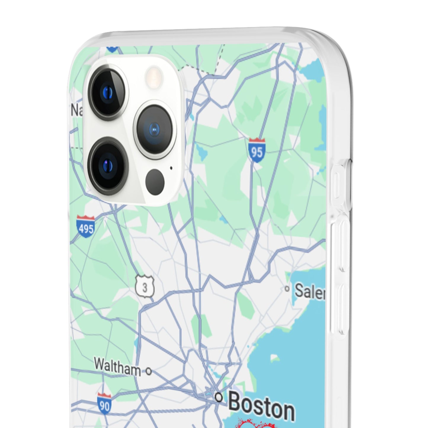 Boston Map Flexi Case for iPhone, Custom Location Phone Case, Unique Gift, Boston Heart Design, Travel Lover Accessory