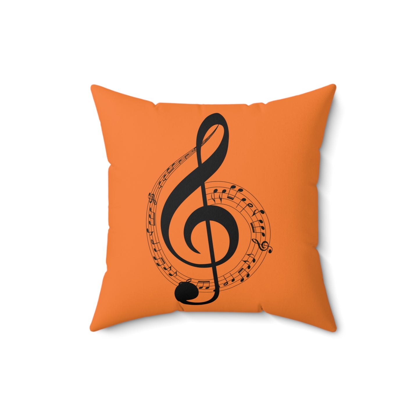 Musical Treble Clef Pillow, Cozy Music Decor, Harmony Gift, Orange Accent Cushio
