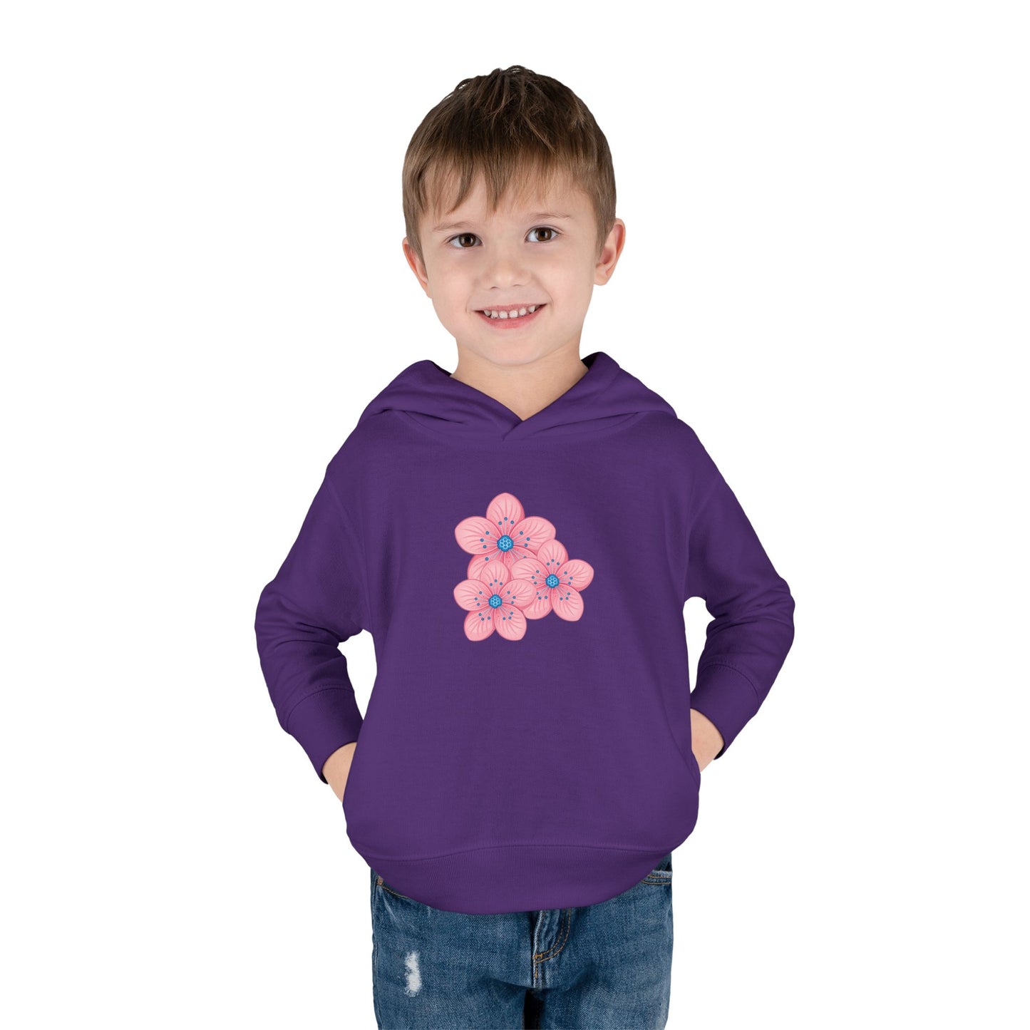 Adorable Toddler Pullover Fleece Hoodie with Pink Flower Design, Kids Sweatshirt, Toddler Clothing, Spring Outfit, Cute Gift for Kids