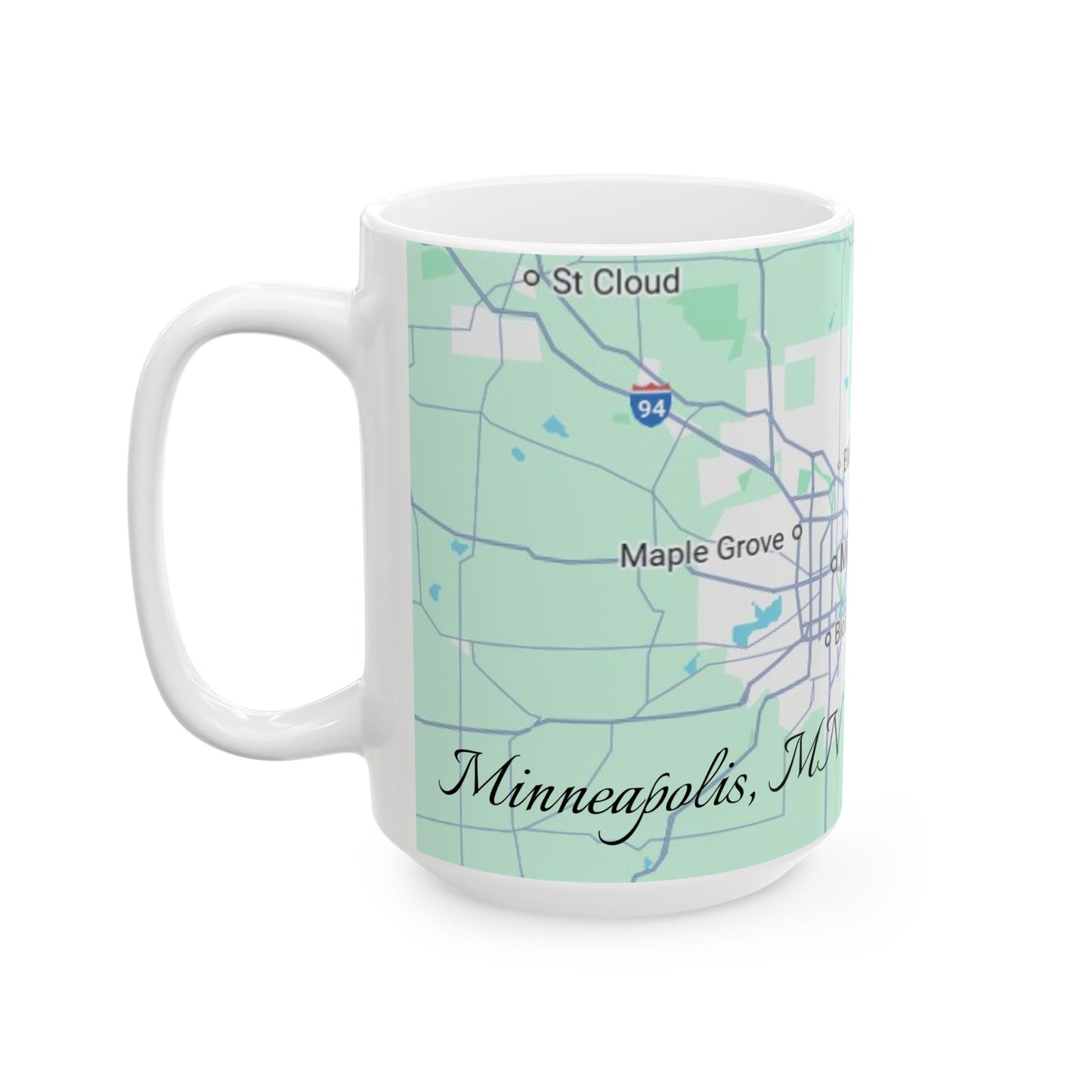 Personalized Map Mug, Custom Map Coffee Cup, Unique Gift for Travelers, Home Decor, Anniversary Present, Heart in Minneapolis
