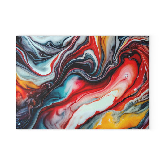 Abstract Art Glass Cutting Board, Colorful Kitchen Decor, Gift for Home Chefs