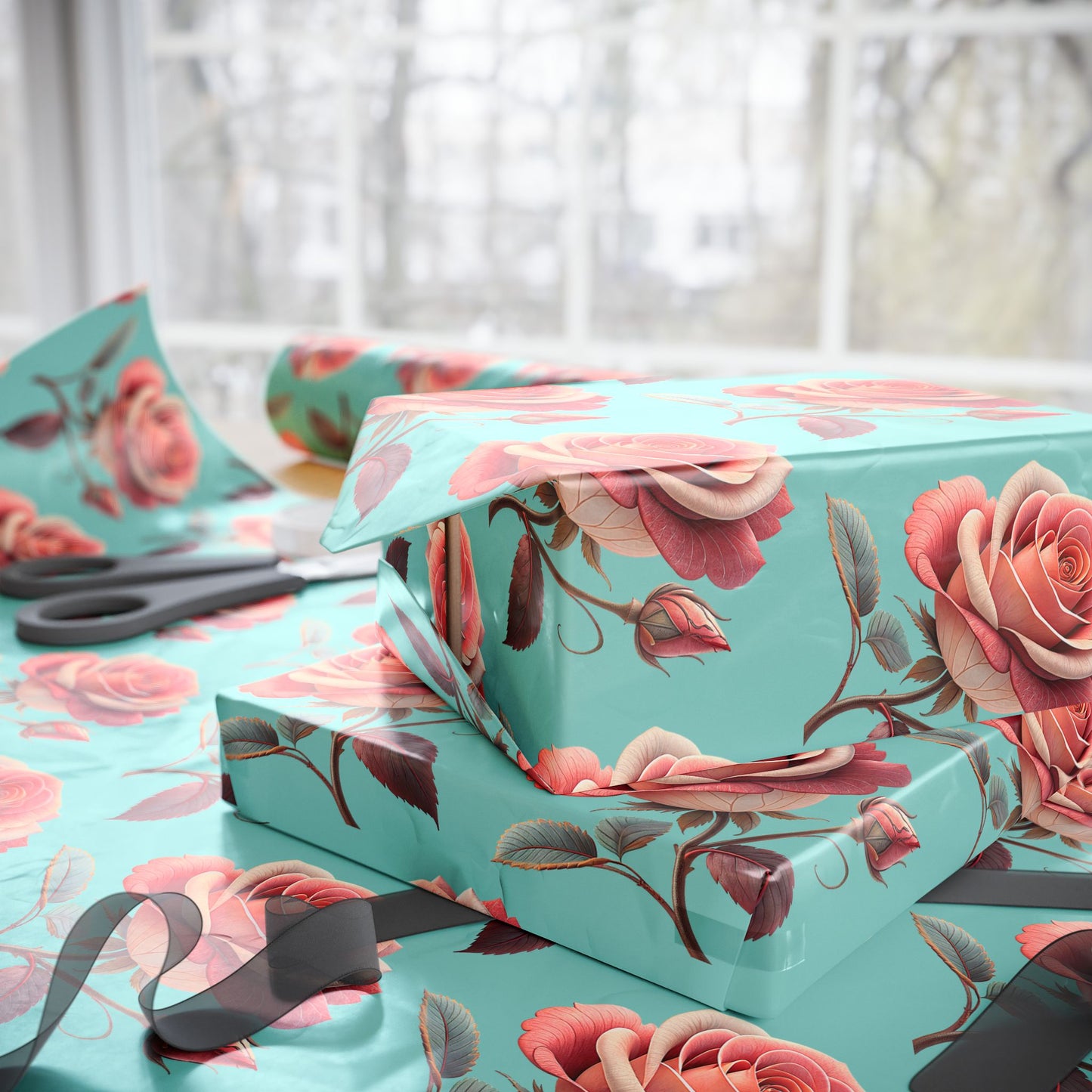 Floral Wrapping Paper, Vintage Rose Gift Wrap, Eco-Friendly Wrapping Sheets, Birthday, Bridal Shower, Holiday Packaging