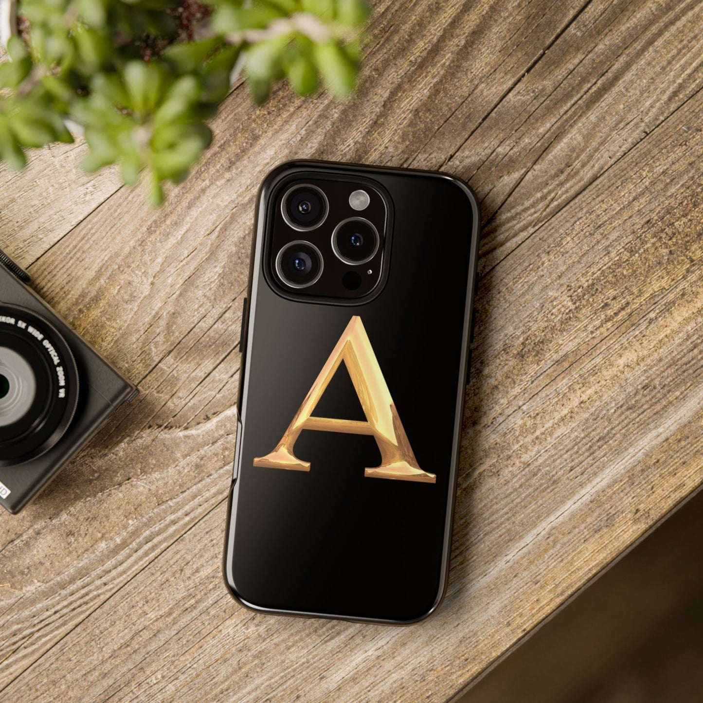 Custom Phone Case with Gold Letter A, Monogrammed Gift, Tough Protective Case, Personalized Phone Accessory, Unique Phone Cover