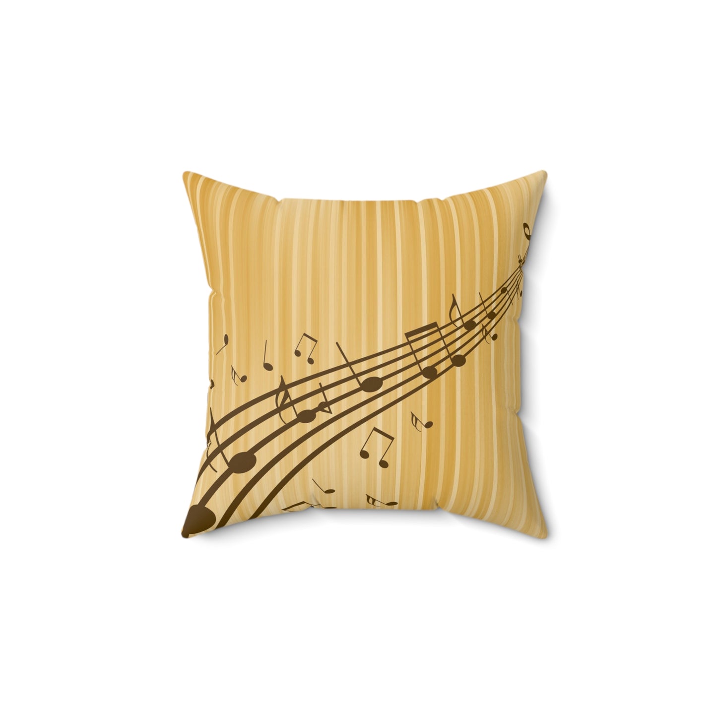 Music Notes Decorative Throw Pillow — Golden Sheet Music Accent Cushion