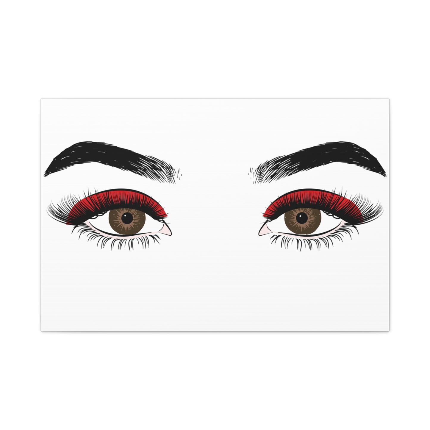 Red Lashes Wall Art Canvas — Glam Eyes Makeup Decor