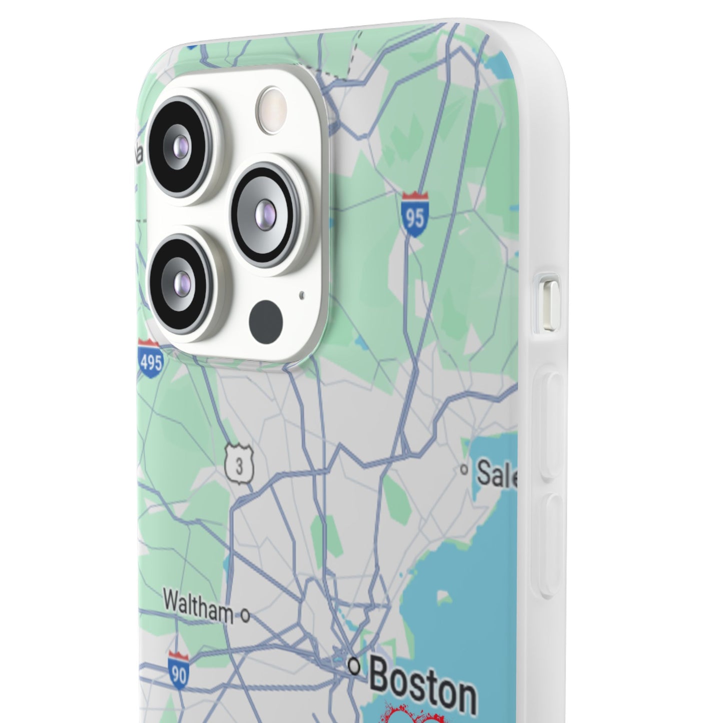 Boston Map Flexi Case for iPhone, Custom Location Phone Case, Unique Gift, Boston Heart Design, Travel Lover Accessory