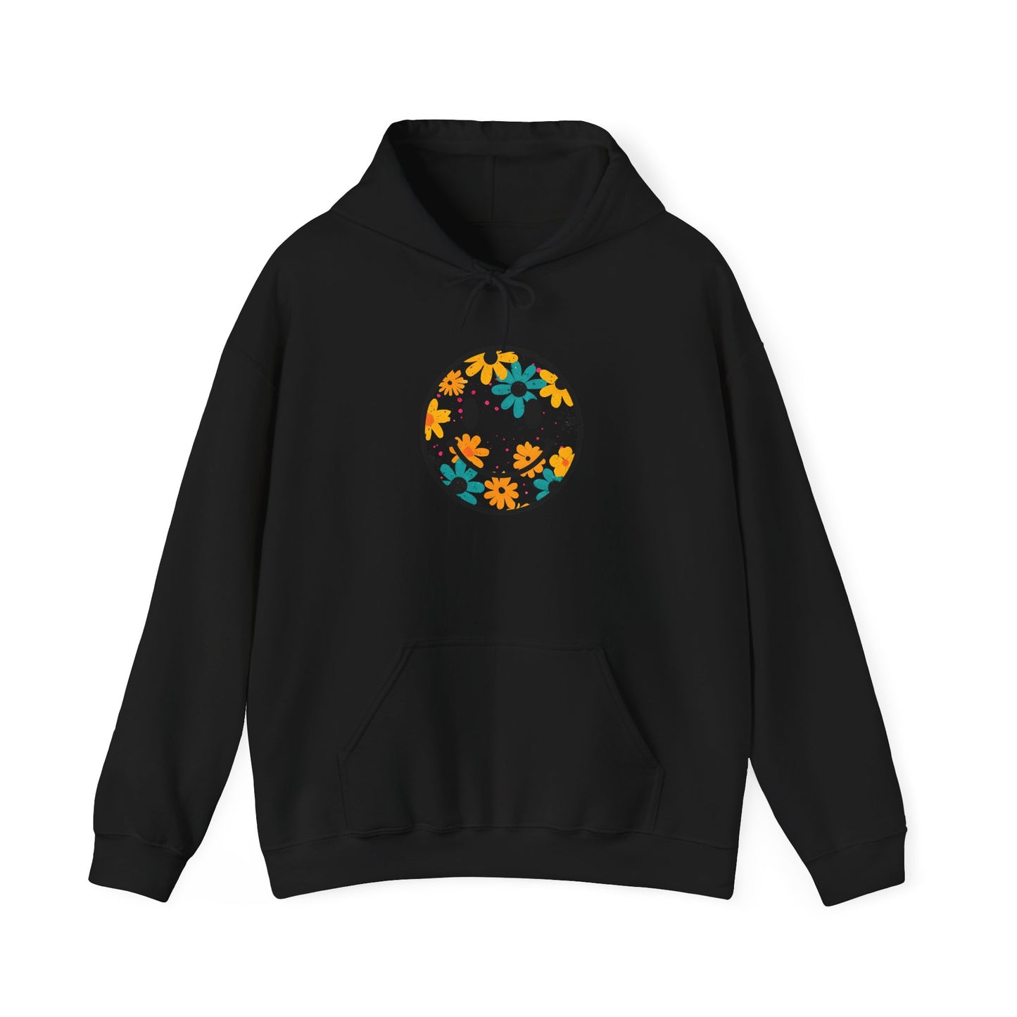 Floral Smiley Hoodie — Retro Daisy Smile Graphic Hoodie