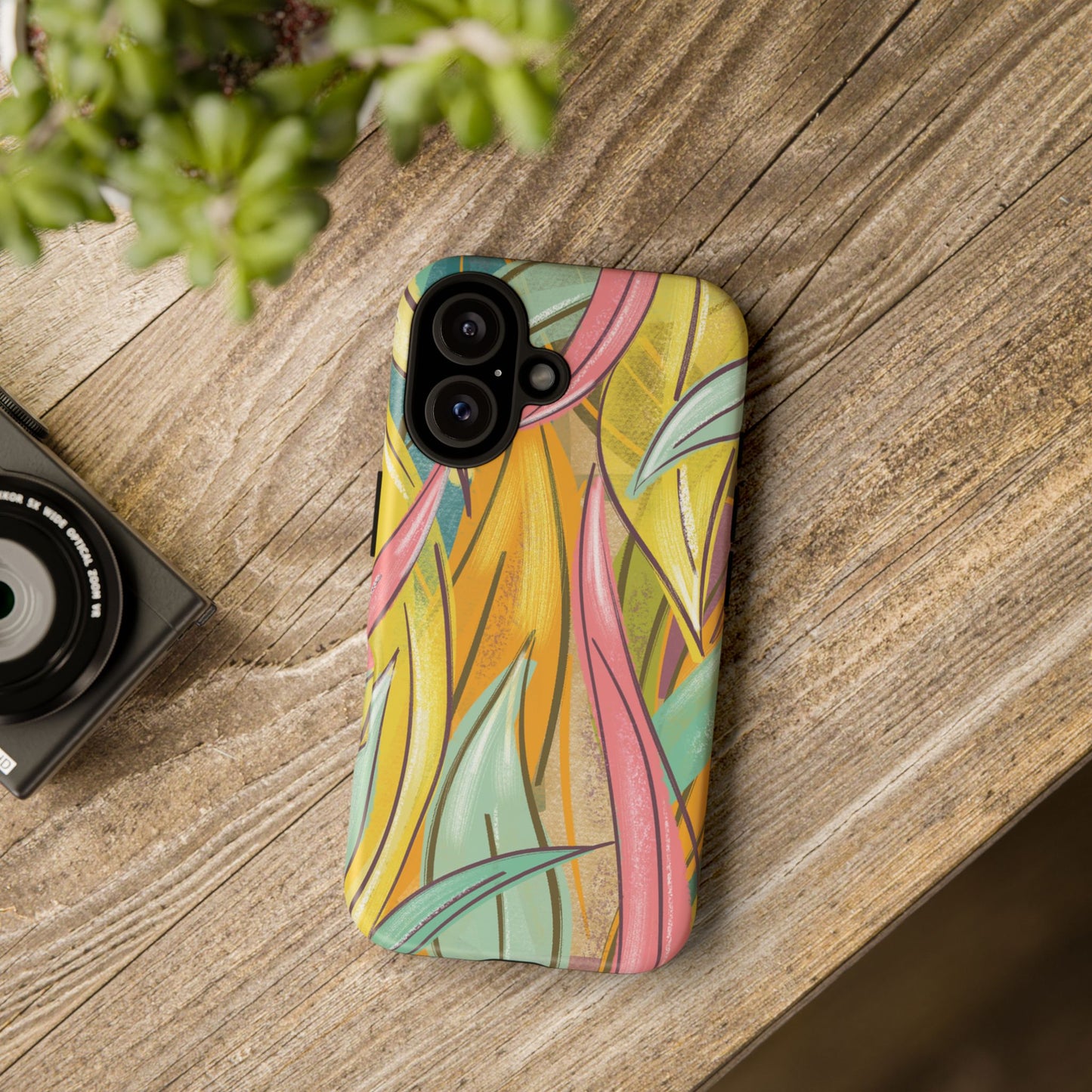 Vibrant Phone Case with Colorful Leaf Design, Tough Cases for Nature Lovers, Eco-Friendly Gift, Summer Vibes, Floral Phone Cover