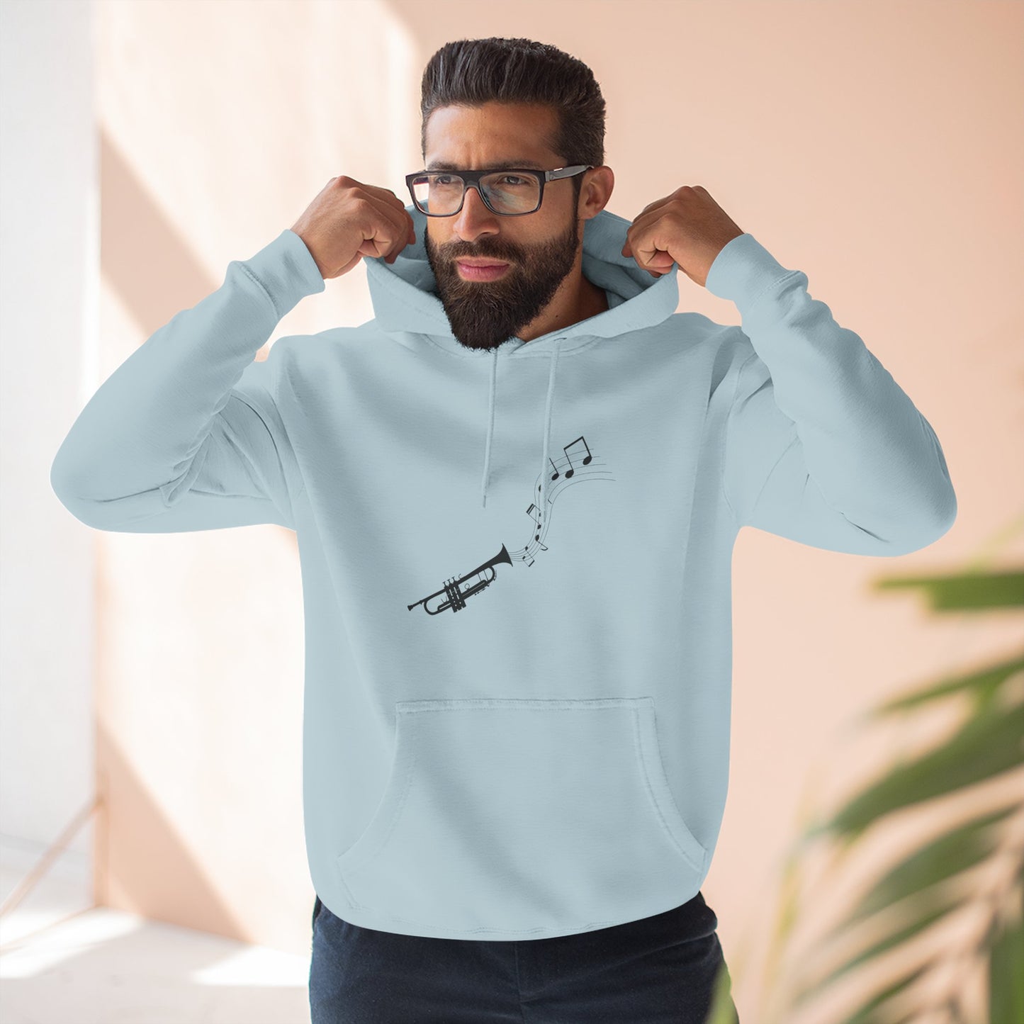 Trumpet Music Notes Hoodie — Minimalist Jazz Instrument Pullover