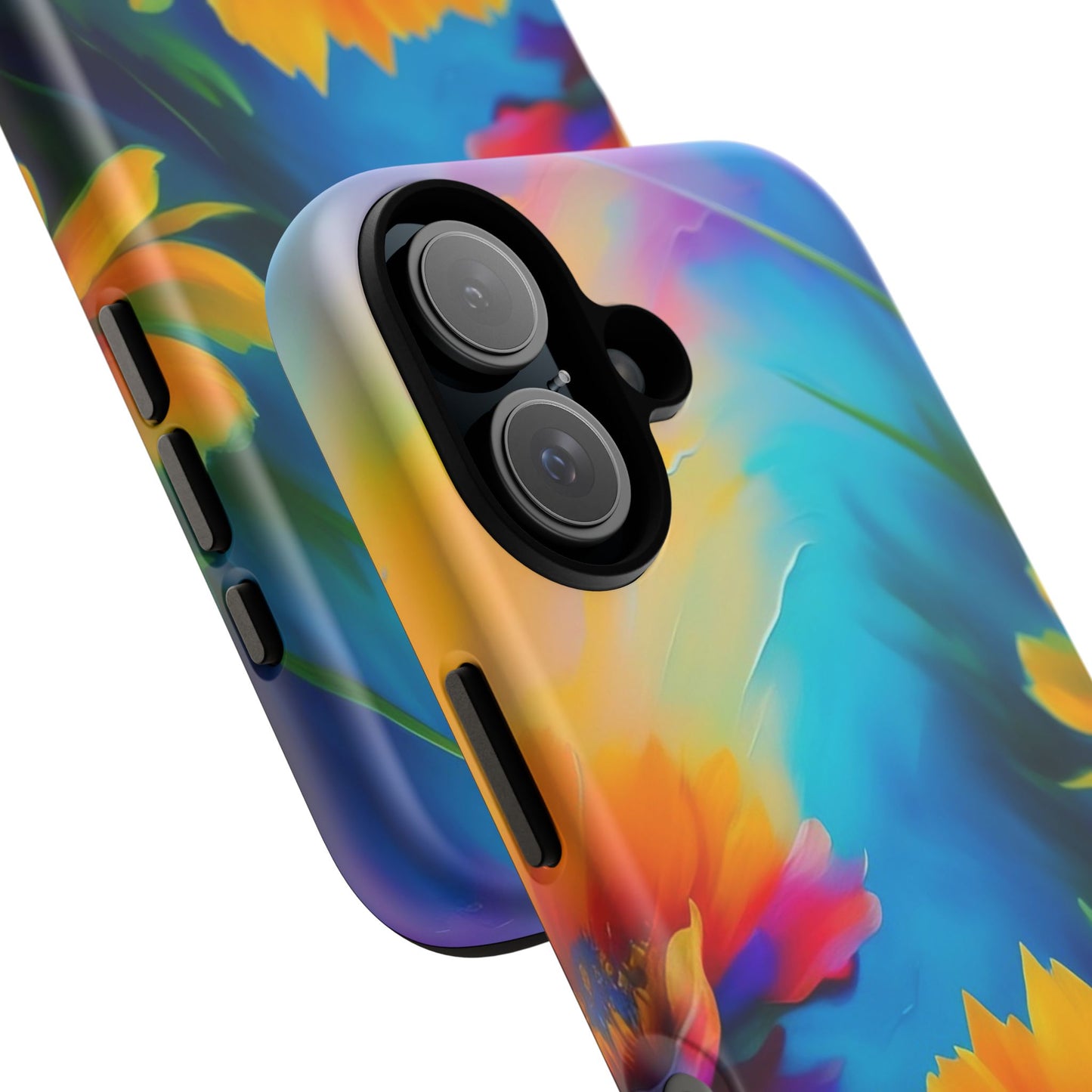 Floral Burst Tough Phone Case — Vibrant Watercolor Flowers Protective Cover