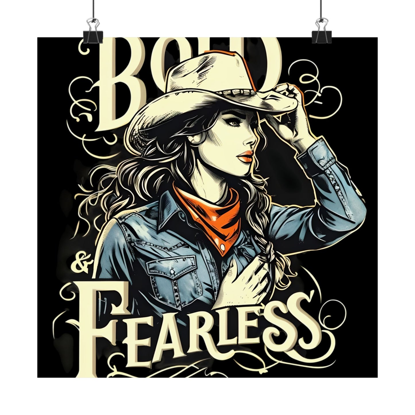 Bold & Fearless Cowboy Woman Poster — Matte Vertical Wall Art