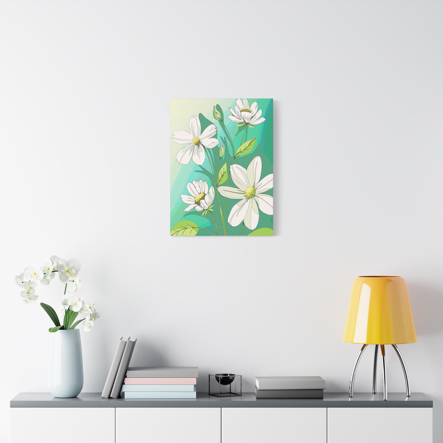 Matte Canvas, Stretched, 1.25" White Flowers