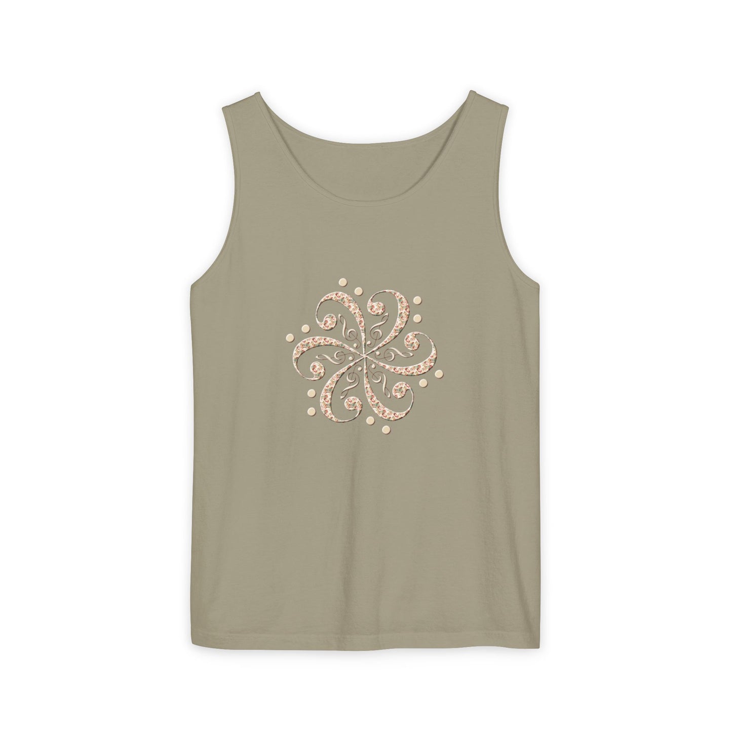 Boho Spiral Design Tank Top | Unisex Summer Apparel, Casual Wear, Beach Outfit, Festival Top, Gift Idea