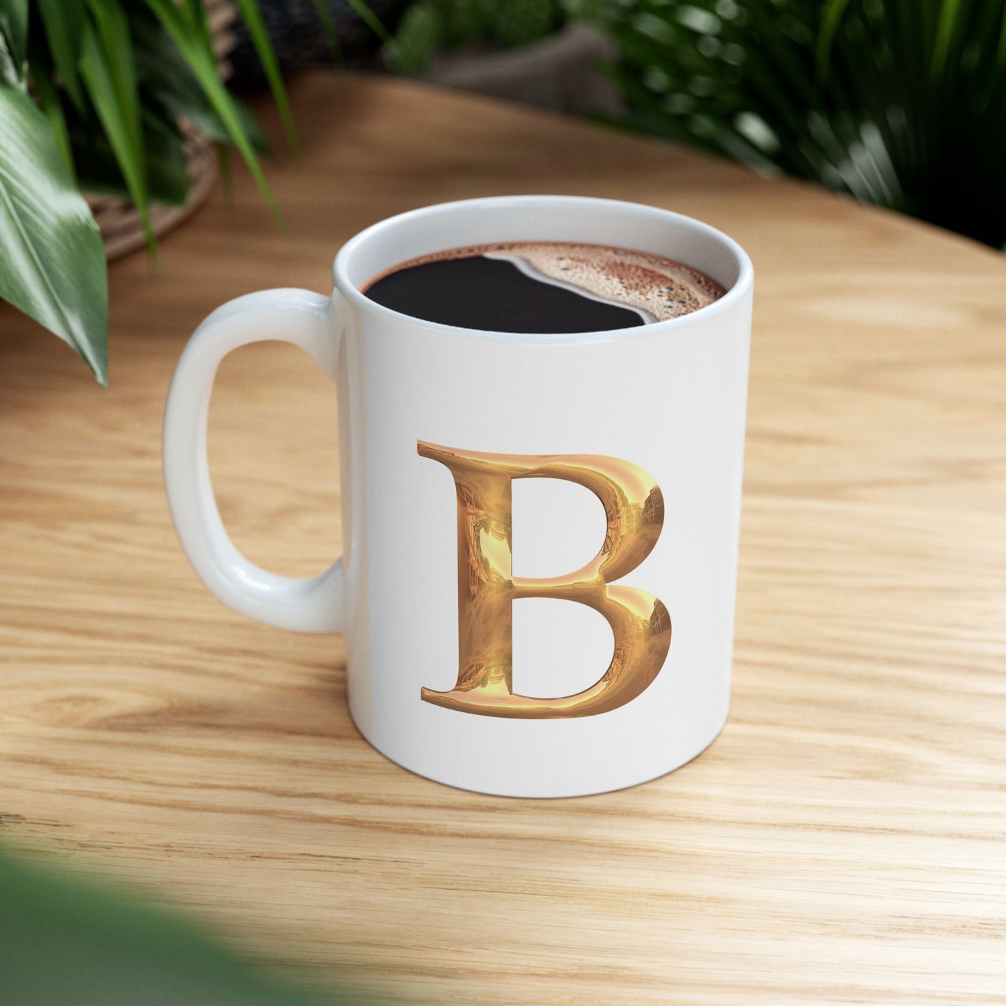 Elegant Gold Letter Mug | Personalized Coffee Cup, Letter B