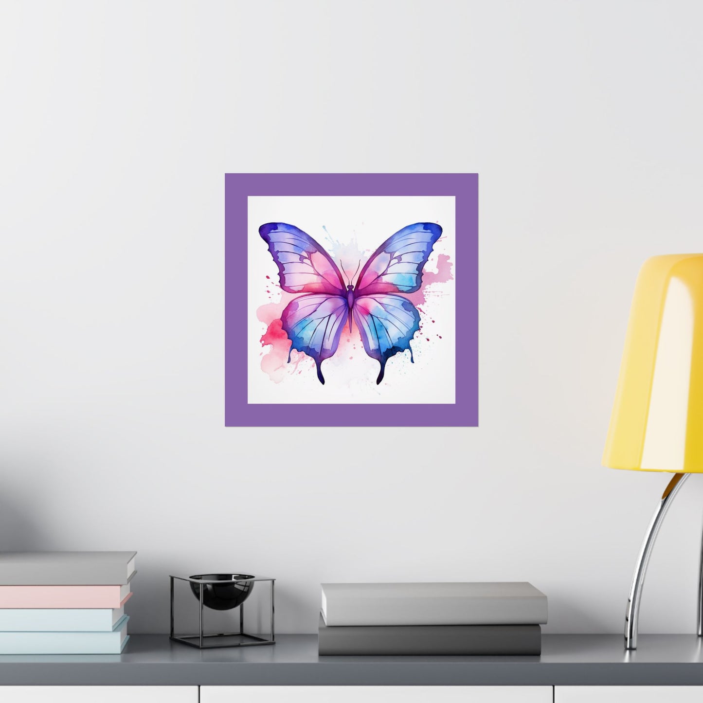 Butterfly Watercolor Matte Poster — Purple Vertical Art Print