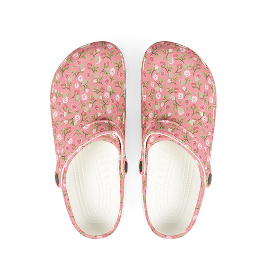 Floral Pink EVA Foam Clogs – Comfortable Garden Slip-On Shoes
