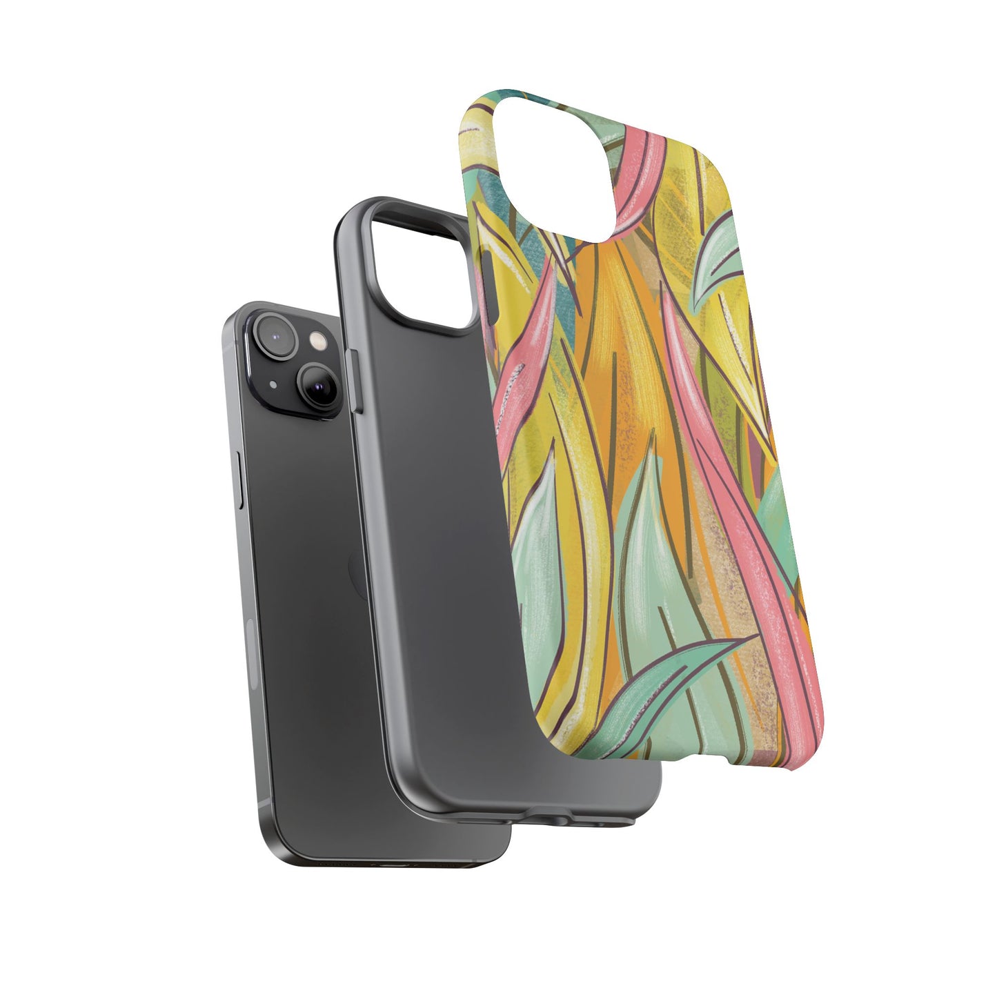 Vibrant Phone Case with Colorful Leaf Design, Tough Cases for Nature Lovers, Eco-Friendly Gift, Summer Vibes, Floral Phone Cover