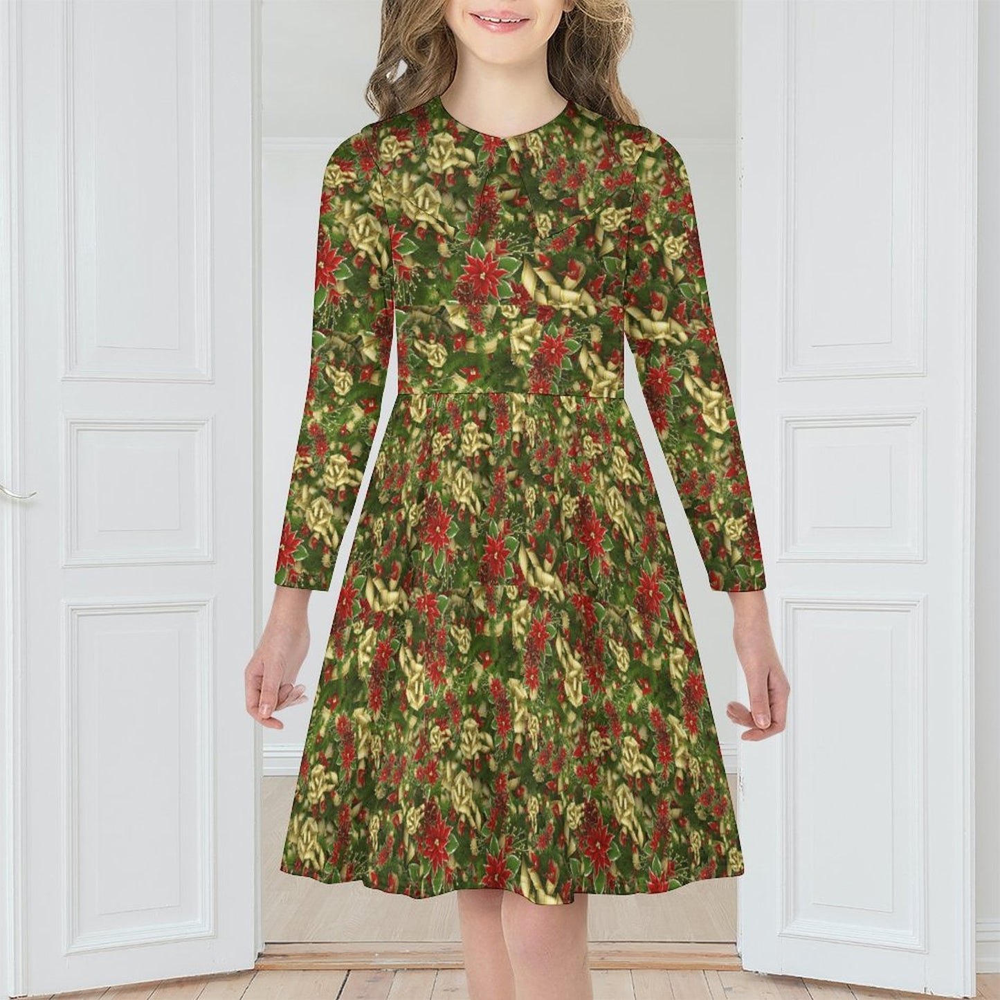 Girl's Long Sleeved Dress Christmas