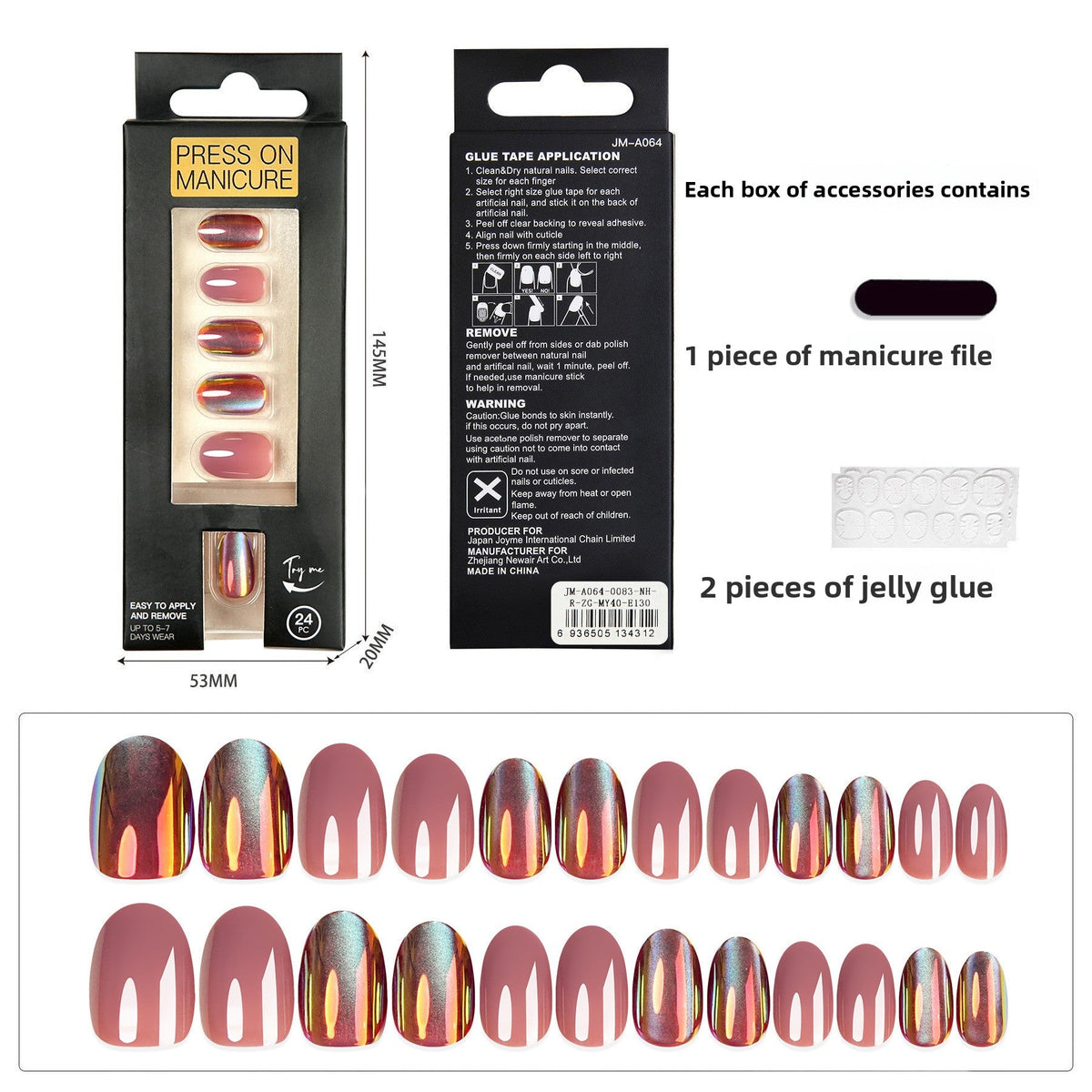 Mirror Chrome Glow Short Nail Set – Image 5