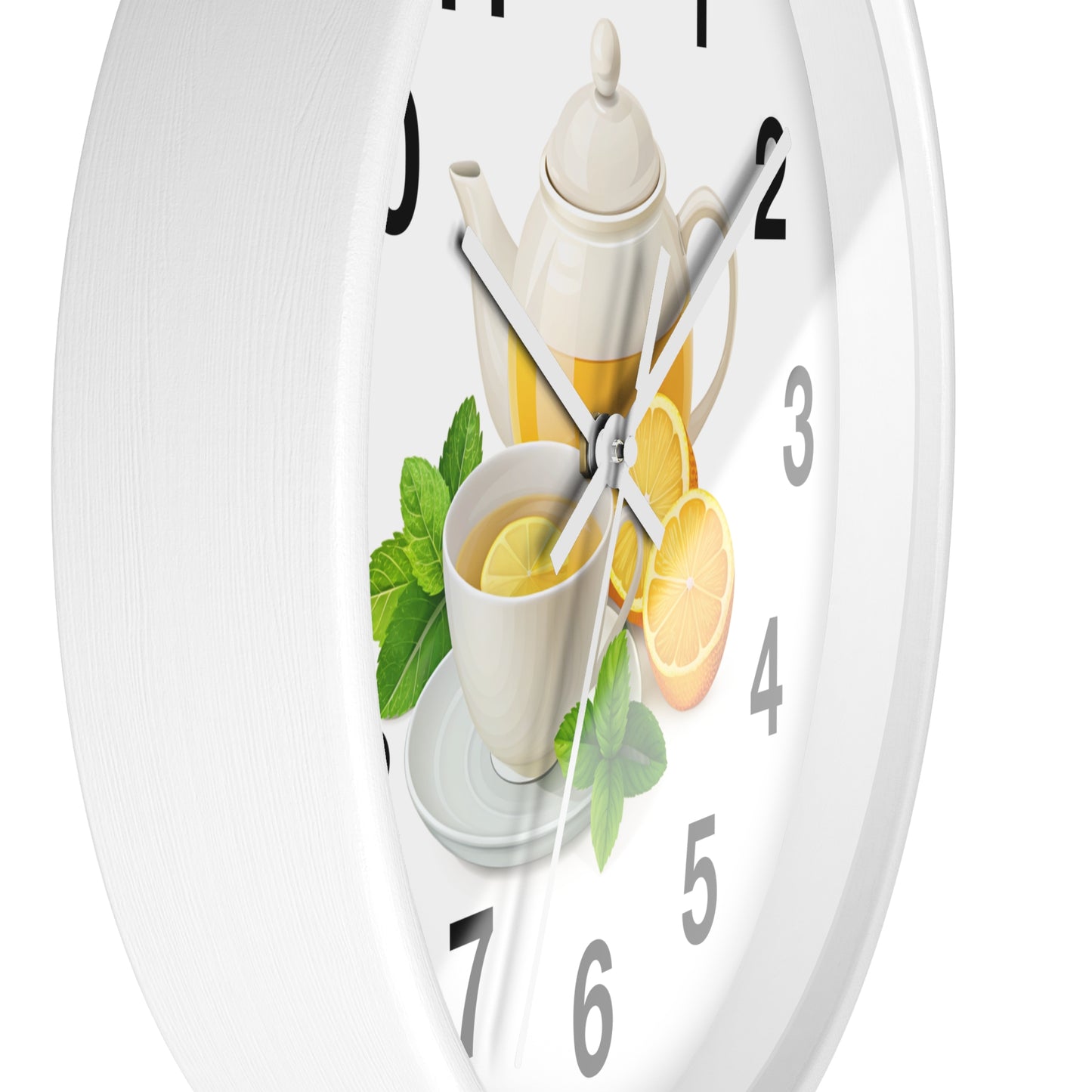 Charming Teatime Wall Clock, Kitchen Decor, Tea Lover Gift, Rustic Clock, Home Office Accessory, Lemon Tea Stationery