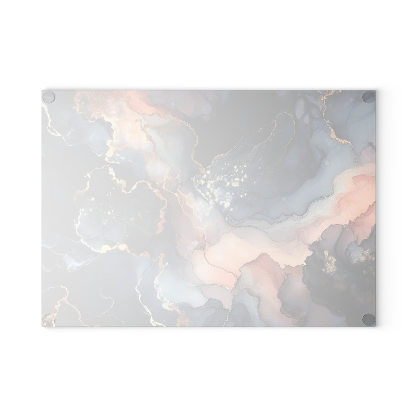 Tempera Marble Glass Cutting Board — Elegant Blue, Pink & Gold Kitchen Decor