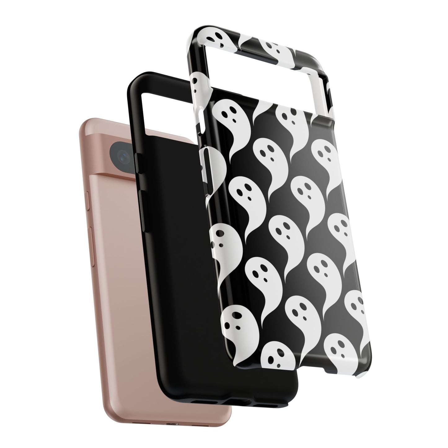 Ghost Pattern Phone Case, Cute Ghost Cell Phone Cover, Halloween Accessory, Spooky Gift, Black and White Phone Case