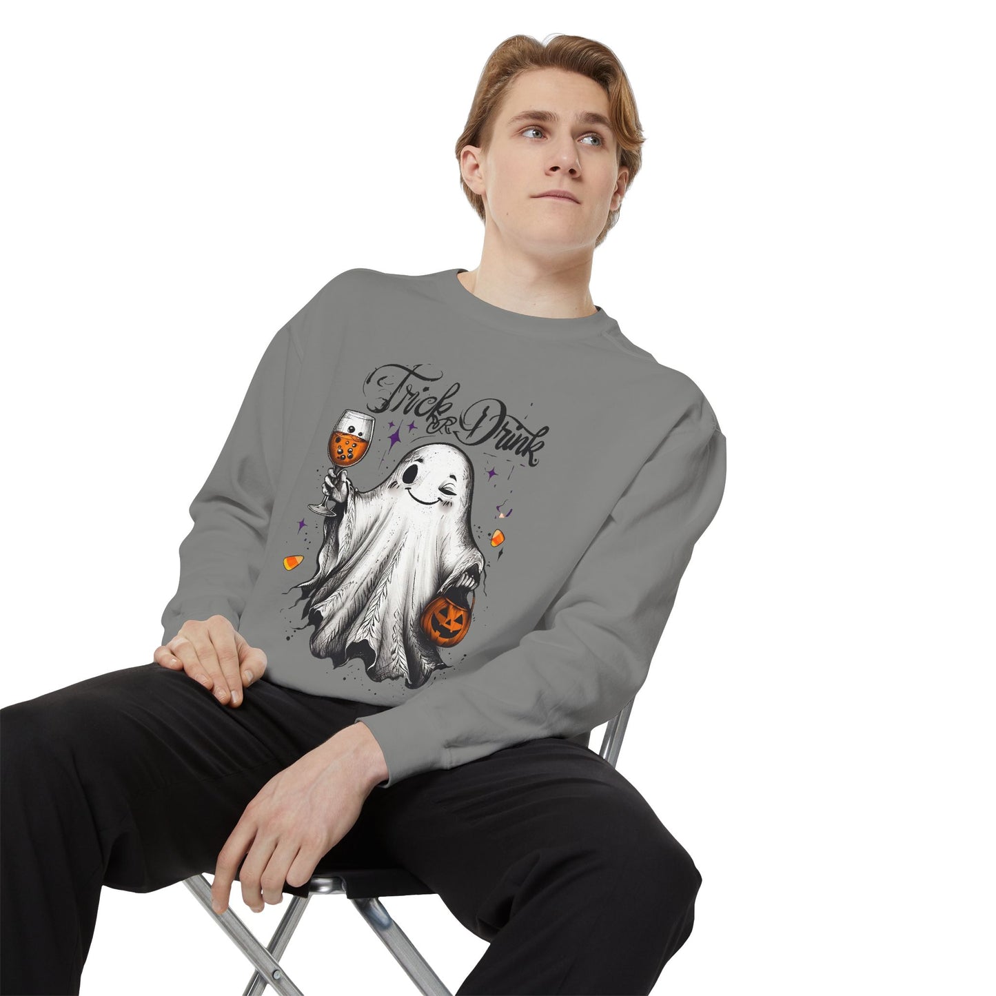 Spooky Ghost Sweatshirt | Trick or Treat Apparel, Halloween Gift, Cozy Unisex Top, Fall Fashion, Casual Wear