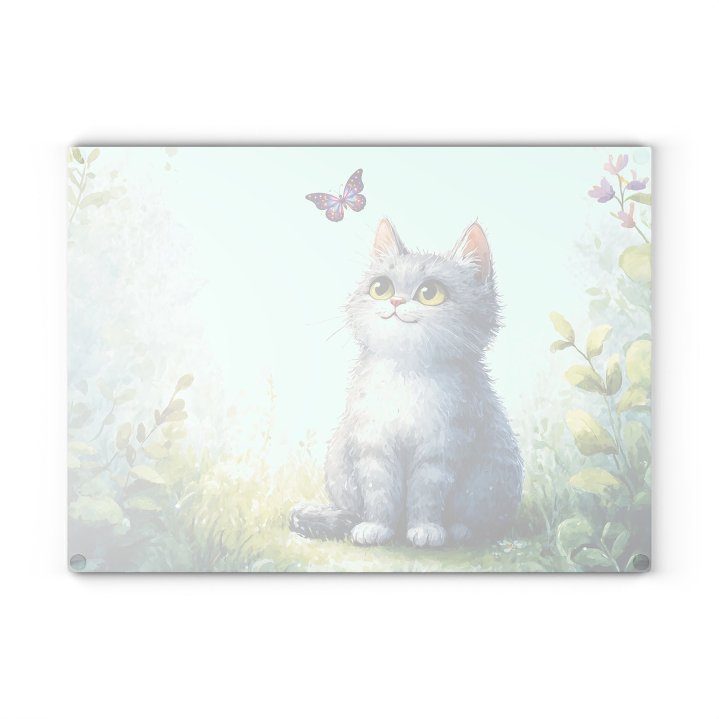 Cute Cat Glass Cutting Board