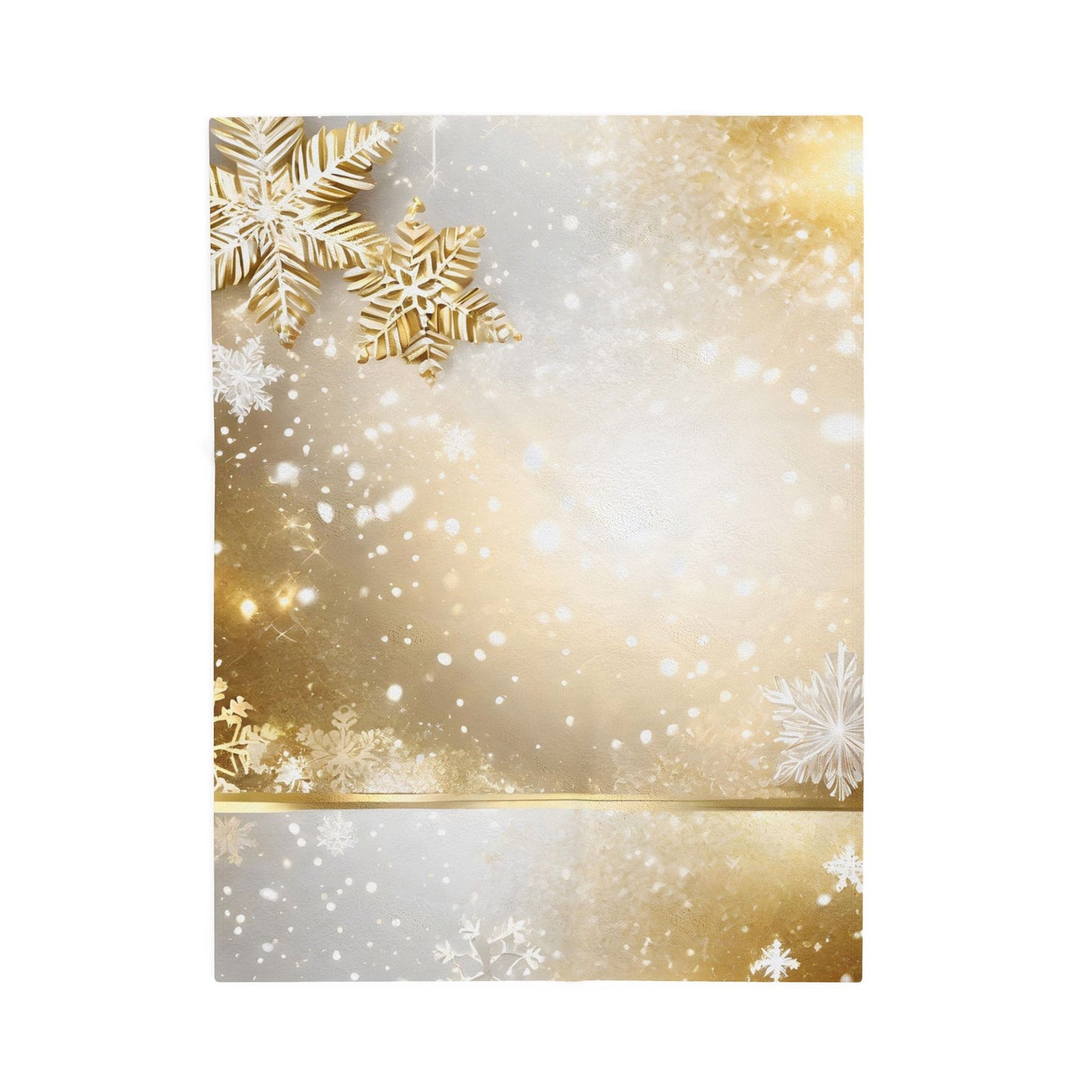 Gold Snowflake Velveteen Plush Blanket — Holiday Cozy Throw