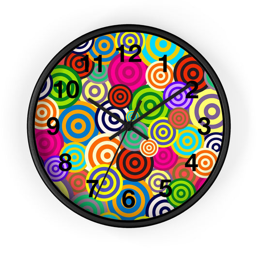 Vibrant Circle Design Wall Clock - Colorful Home Décor, Modern Art Piece, Gift for Her, Living Room Accent, Fun Office Decor