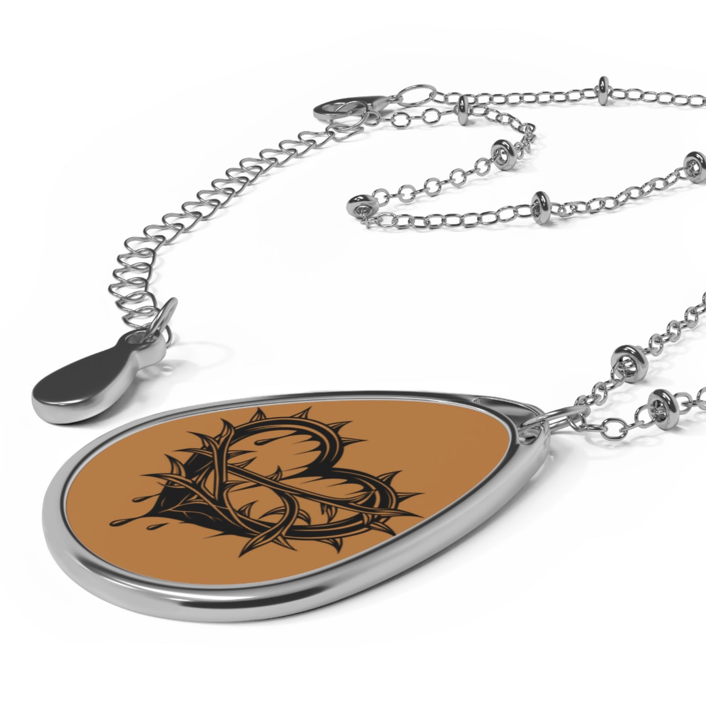 Charming Oval Necklace with Heart Design, Dainty Jewelry, Gift for Her, Bohemian Style, Everyday Wear