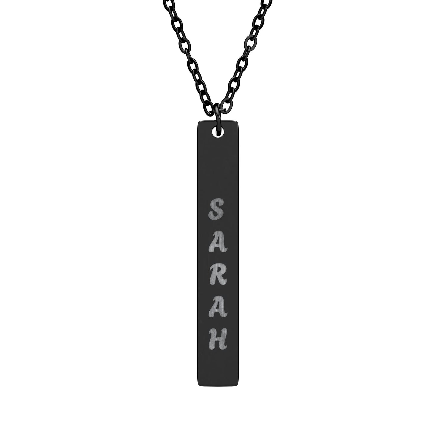 Personalized Vertical Bar Necklace — Engraved Name Pendant