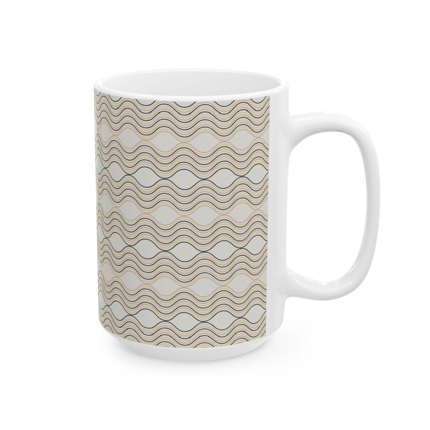 Wave Pattern Ceramic Mug - Cozy Coffee Cup, Unique Gift for Tea Lovers, Home Decor, Housewarming, Birthday, Holiday