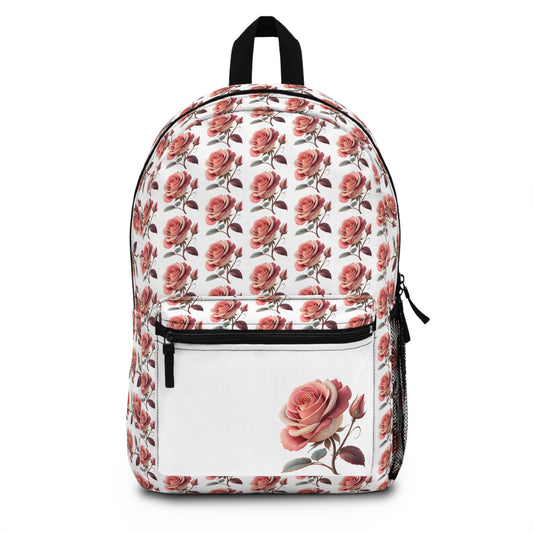 Rose Pattern Backpack, Floral Backpack, Stylish School Bag, Trendy Travel Backpack, Gift for Her, Cute Rose Design