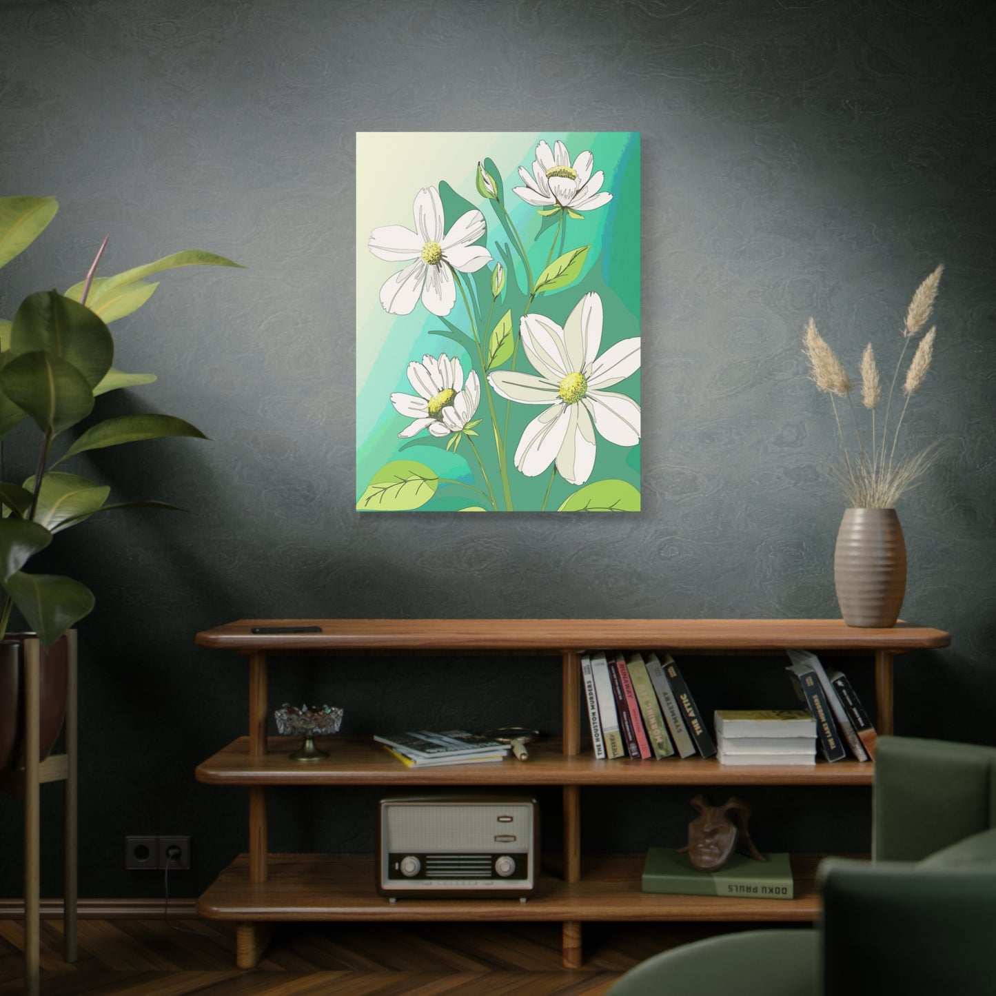 Matte Canvas, Stretched, 1.25" White Flowers