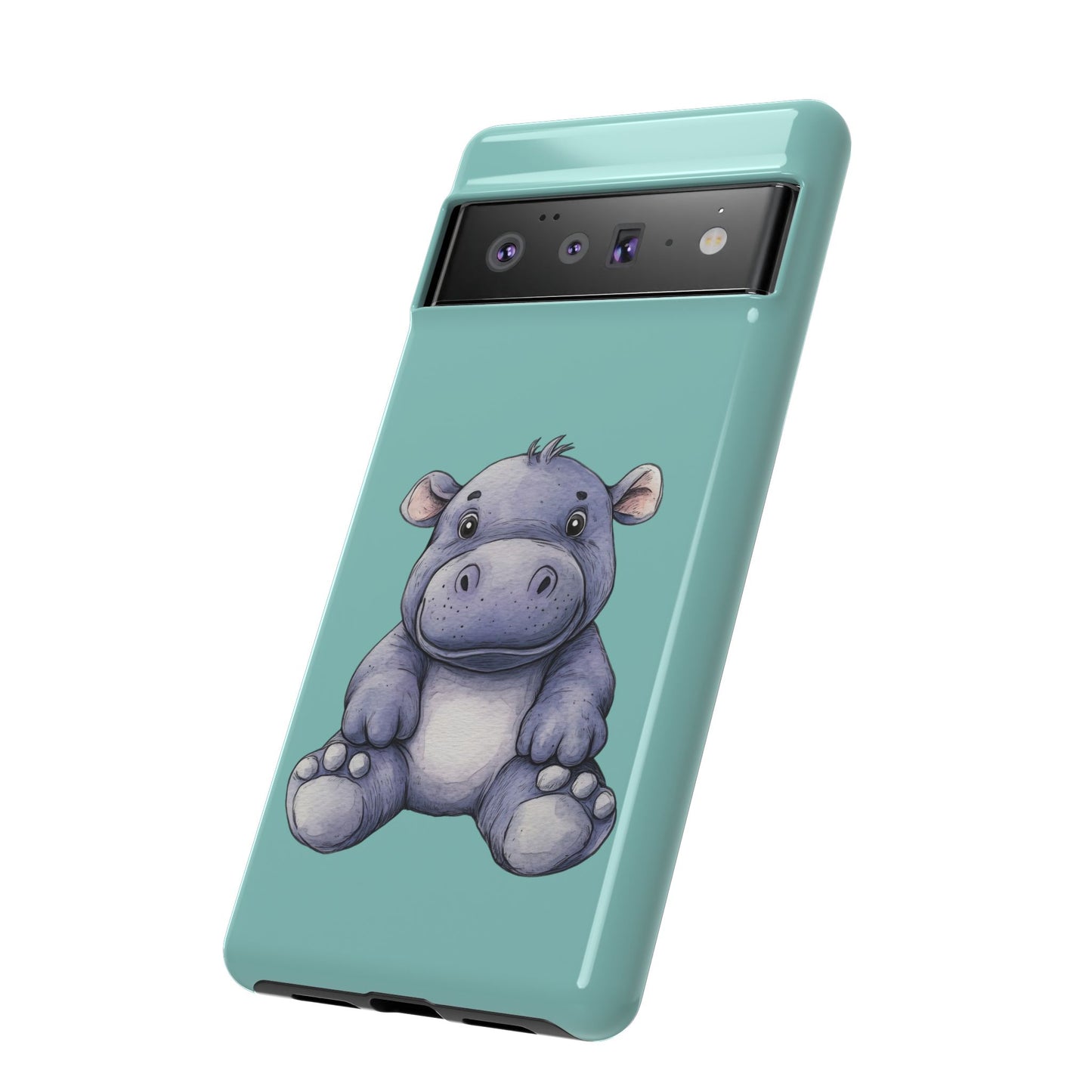 Cute Hippo Phone Case, Tough Phone Cover, Fun Animal Case, Gift for Kids, Cute Decor, Birthday Present