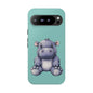 Cute Hippo Phone Case, Tough Phone Cover, Fun Animal Case, Gift for Kids, Cute Decor, Birthday Present