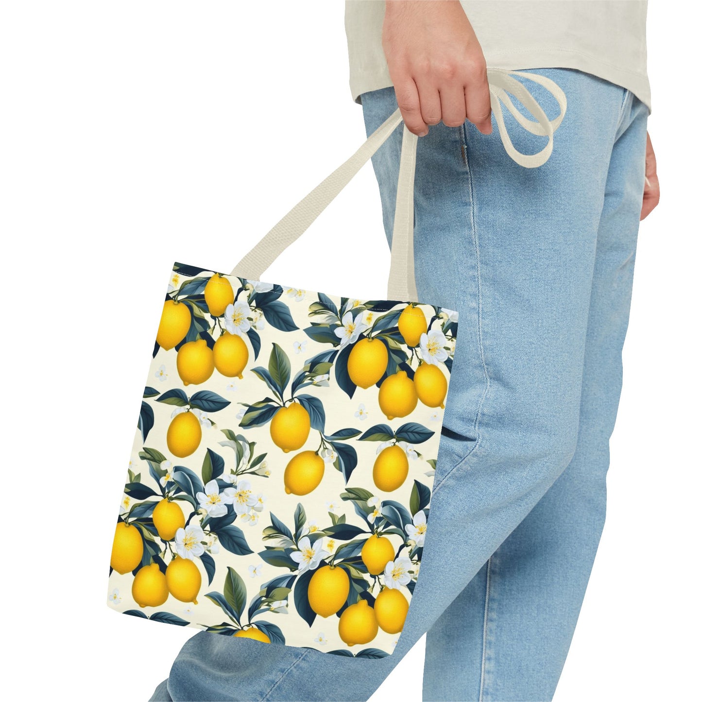 Lemon Blossom All-Over Print Tote Bag — Citrus Floral Market Bag