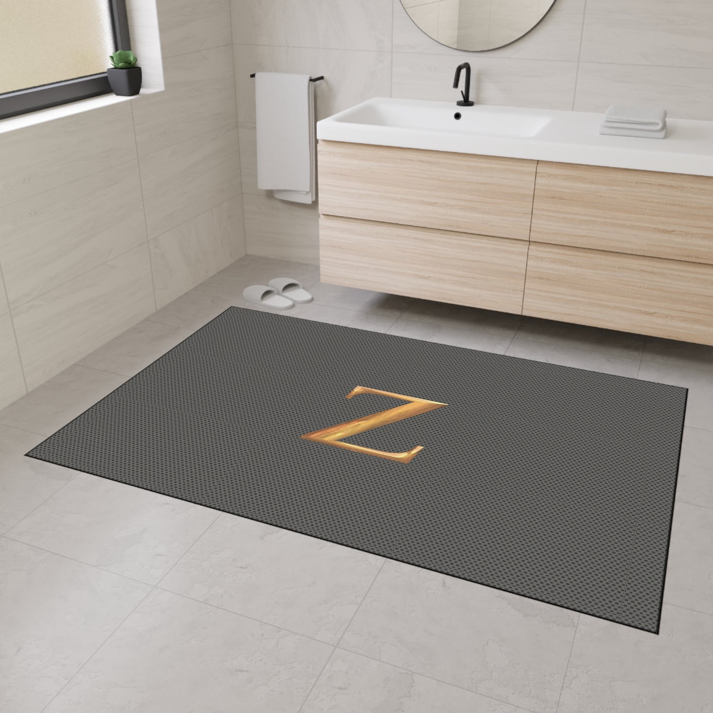 Gray and Gold Monogram Z Heavy-Duty Floor Mat