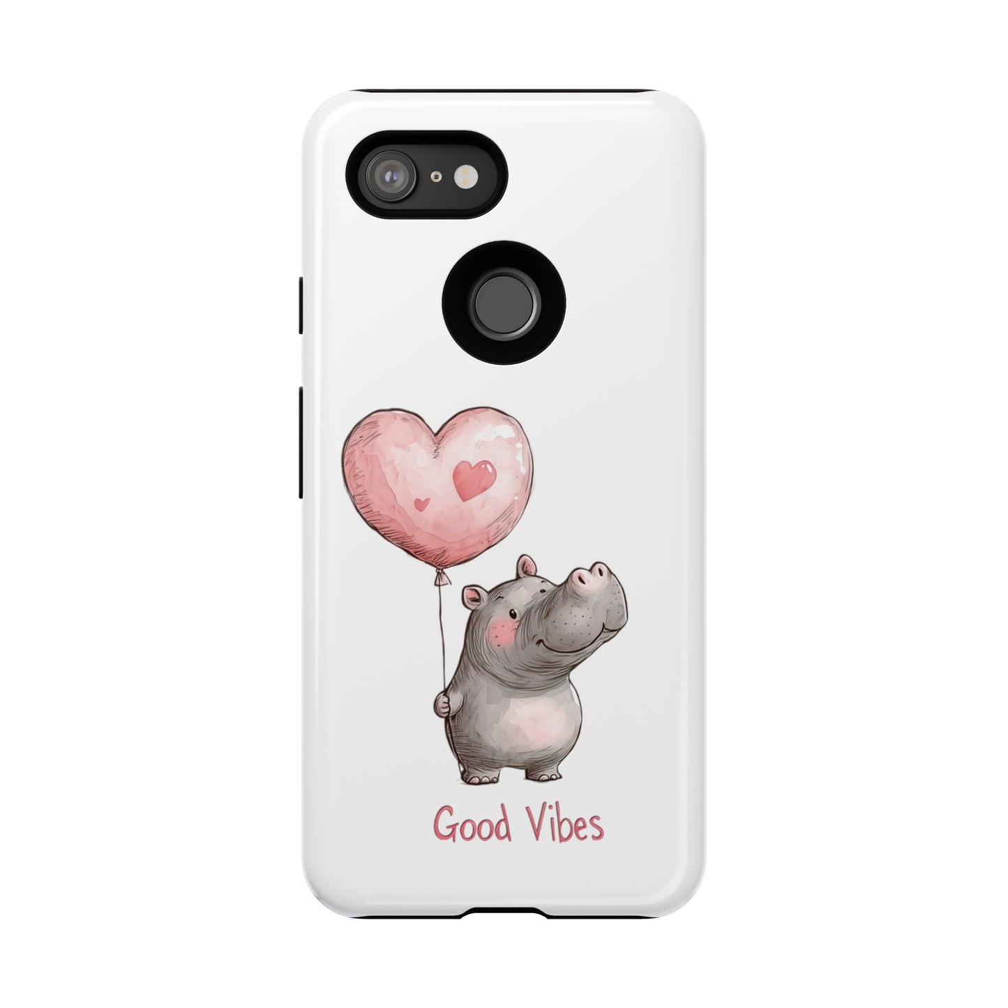 Cute Hippo Phone Case - Good Vibes Design, Animal Lover Gift, Fun Accessory, Birthday Present, Phone Accessories